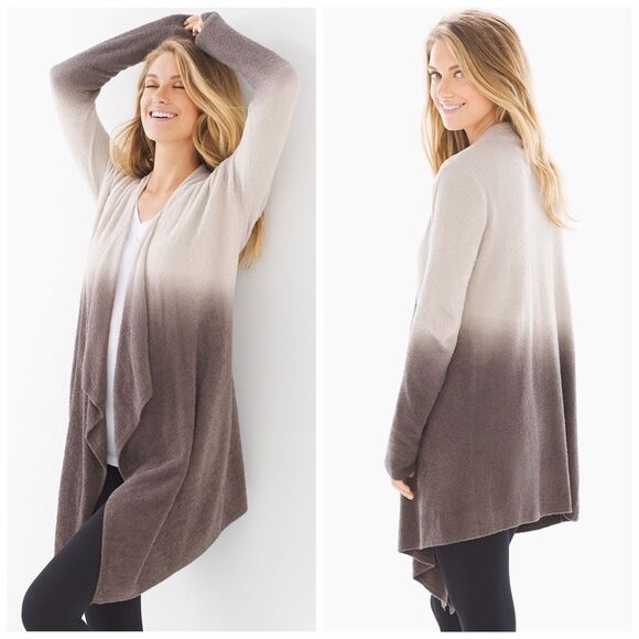 Barefoot Dreams Sweaters - Barefoot Dreams CozyChic Lite Ombre Calypso Wrap Cardigan Stone Cocoa S/M